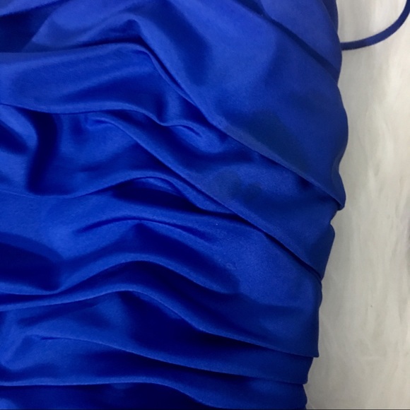 Royal Blue Ruffled Prom Dresd - Picture 7 of 8